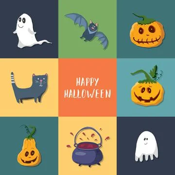 Halloween icons set, design elements, vector illustration Illustrazione stock