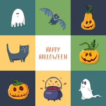 Halloween icons set, design elements, vector illustration Illustrazione stock