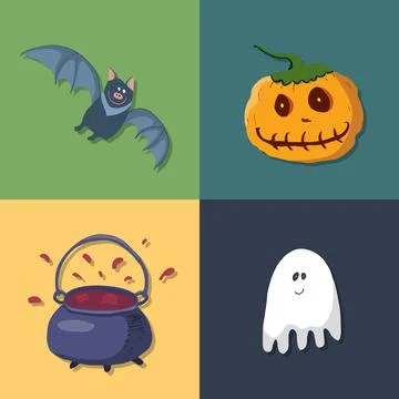 Halloween icons set, design elements, vector illustration 库存插图