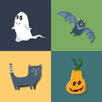 Halloween icons set, design elements, vector illustration Stock Illustration
