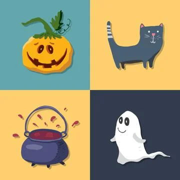 Halloween icons set, design elements, vector illustration Illustrazione stock
