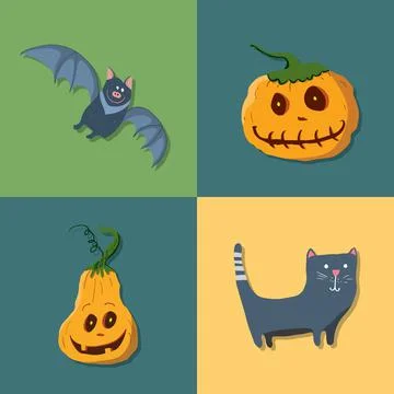 Halloween icons set, design elements, vector illustration 스톡 일러스트