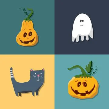 Halloween icons set, design elements, vector illustration Illustrazione stock