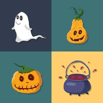 Halloween icons set, design elements, vector illustration Illustrazione stock