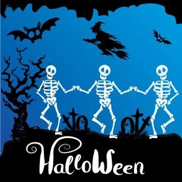 Halloween illustration with skeleton Illustrazione stock