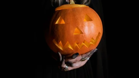 Halloween. The Image Of Young Witch. Stock Footage 117930804