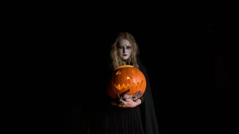 Halloween. The Image Of Young Witch. Stock Footage 117932118