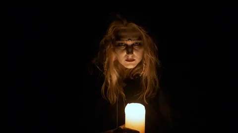 Halloween. The Image Of Young Witch. Stock Footage 117932361