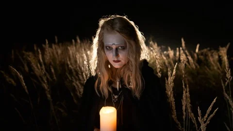 Halloween. The Image Of Young Witch. Vídeos de archivo 117934697