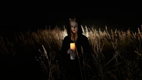 Halloween. The Image Of Young Witch. Stock Footage 117935427