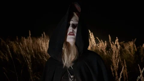 Halloween. The Image Of Young Witch. Stock Footage 117936873