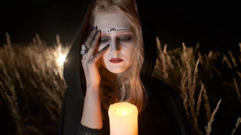 Halloween. The Image Of Young Witch. Video stock 117937228