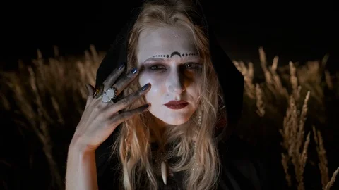 Halloween. The Image Of Young Witch. Stock Footage 117940022
