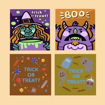 Halloween instagram post collection Stock Illustration