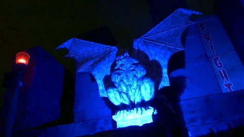 Halloween installation blue monster Stock Footage 71411955