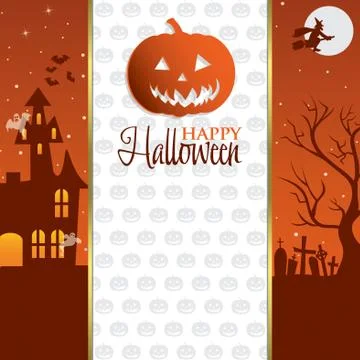 Halloween invitation card in vector format. Stock Illustration