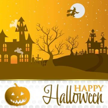 Halloween invitation card in vector format. Stock Illustration
