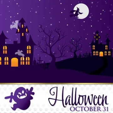 Halloween invitation card in vector format. Stock Illustration
