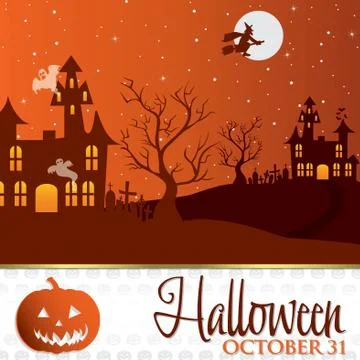 Halloween invitation card in vector format. Stock Illustration