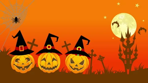 Halloween Jack O-lantern animation-Zoom out Stock Footage 54644422