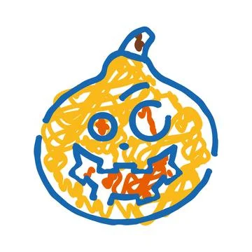 Halloween jack o lantern doodle drawing with spooky face Stock Illustration
