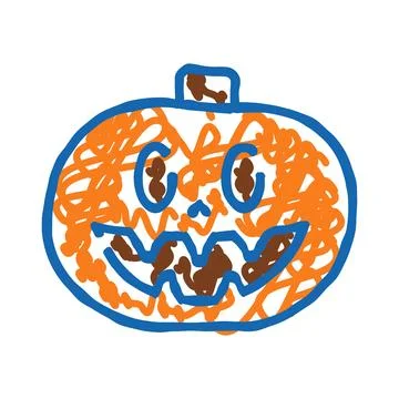 Halloween jack o lantern doodle with orange and blue colors Stockillustratie