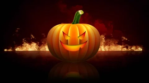 Halloween Jack O Lantern in Hell 4k Loop Stock Footage 64776674
