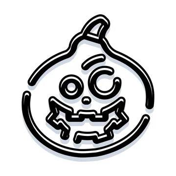 Halloween jack o' lantern icon with spooky face 스톡 일러스트