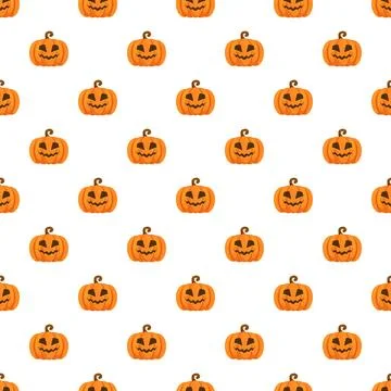 Halloween jack o lantern pattern creating spooky background design Stock Illustration