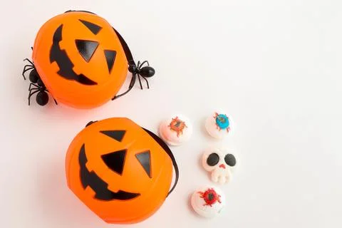 Halloween Jack o Lantern plastic pumpkin bucket Stock Photos