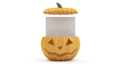 Halloween Jack O Lantern Pumpkin with Blank Board Stock Footage 41921548