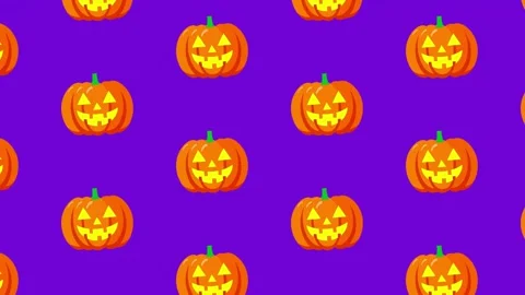 Halloween Jack O Lantern Pumpkin Seamless Pattern Looping Background Animation Stock Footage 341843979