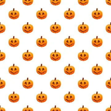 Halloween jack o lantern pumpkin faces seamless pattern Stock Illustration