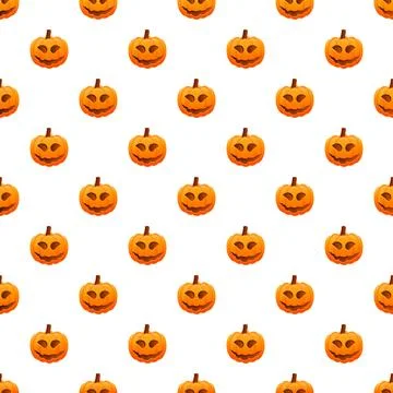 Halloween jack o lantern pumpkin seamless pattern design Stock Illustration