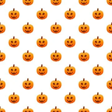 Halloween jack o lantern pumpkin seamless pattern background Stock Illustration