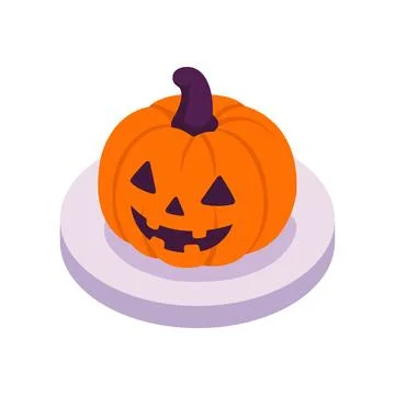 Halloween jack-o-lantern pumpkin isometric vector illustration Stock Illustration