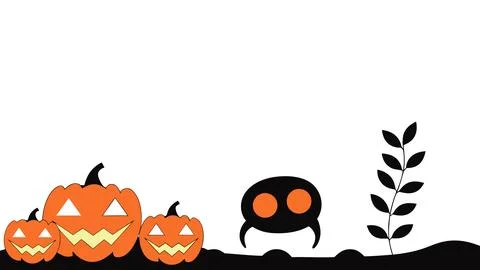 Halloween jack o lantern pumpkins and cute monster border vector Stock Illustration