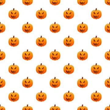 Halloween jack o' lantern pumpkins seamless repeating pattern background イラスト素材