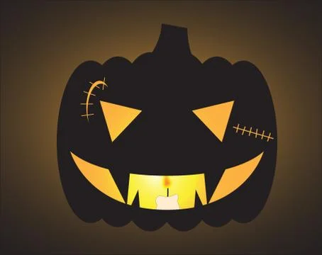 Halloween Jack O Lantern with Scars Stock Illustration
