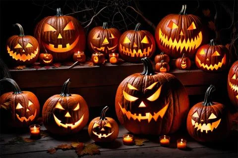 Halloween Jack-‘o’-lanterns Stock Illustration