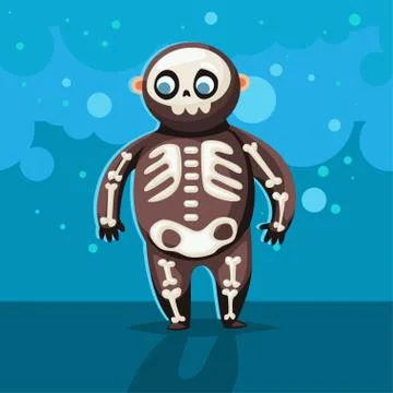 Halloween kids costume of skeleton vector. Stock Illustration