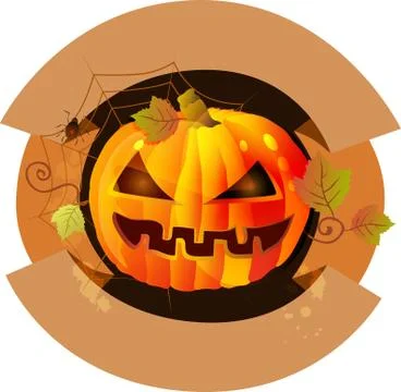 Halloween label with pumpkin Stock Illustration