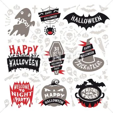 Halloween Labels Set Stock Illustration