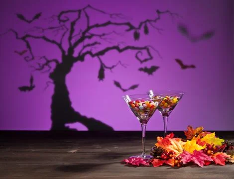 Halloween landscape with sweets Stock Photos