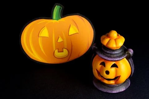 Halloween Lantern with Pumpkin Stock Photos