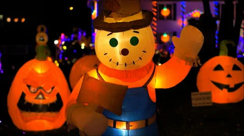 Halloween lighted Scarecrow Video stock 23943045