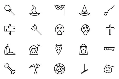Halloween Line Icon Set Stock Illustration