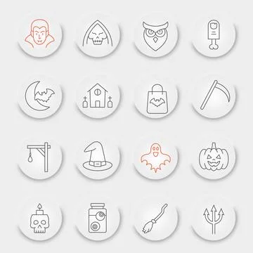 Halloween line icon set Stock Illustration
