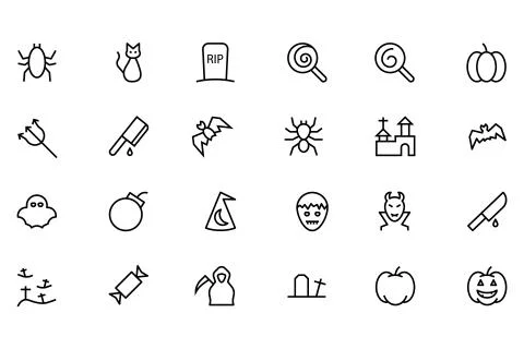 Halloween Line Vector Icons Stock Illustration