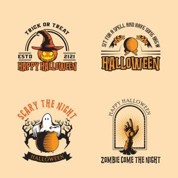 Halloween logo design inspiration, vector collection of halloween stickers. 스톡 일러스트